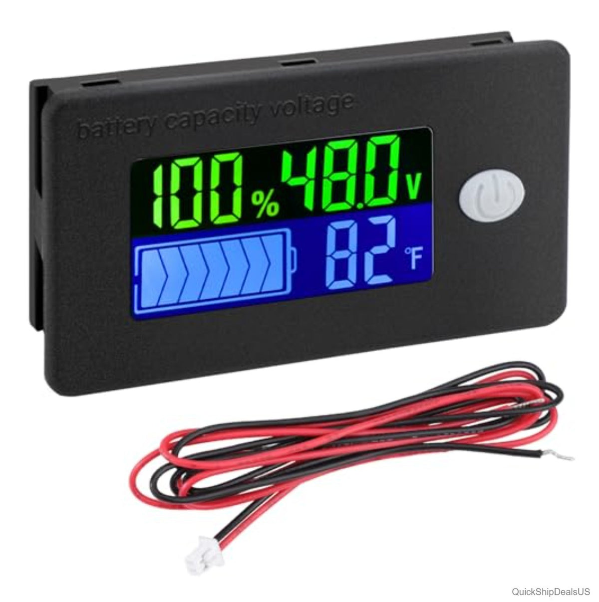 48V Lithium Battery Monitor with LCD Display for Golf Carts, RVs & Boats