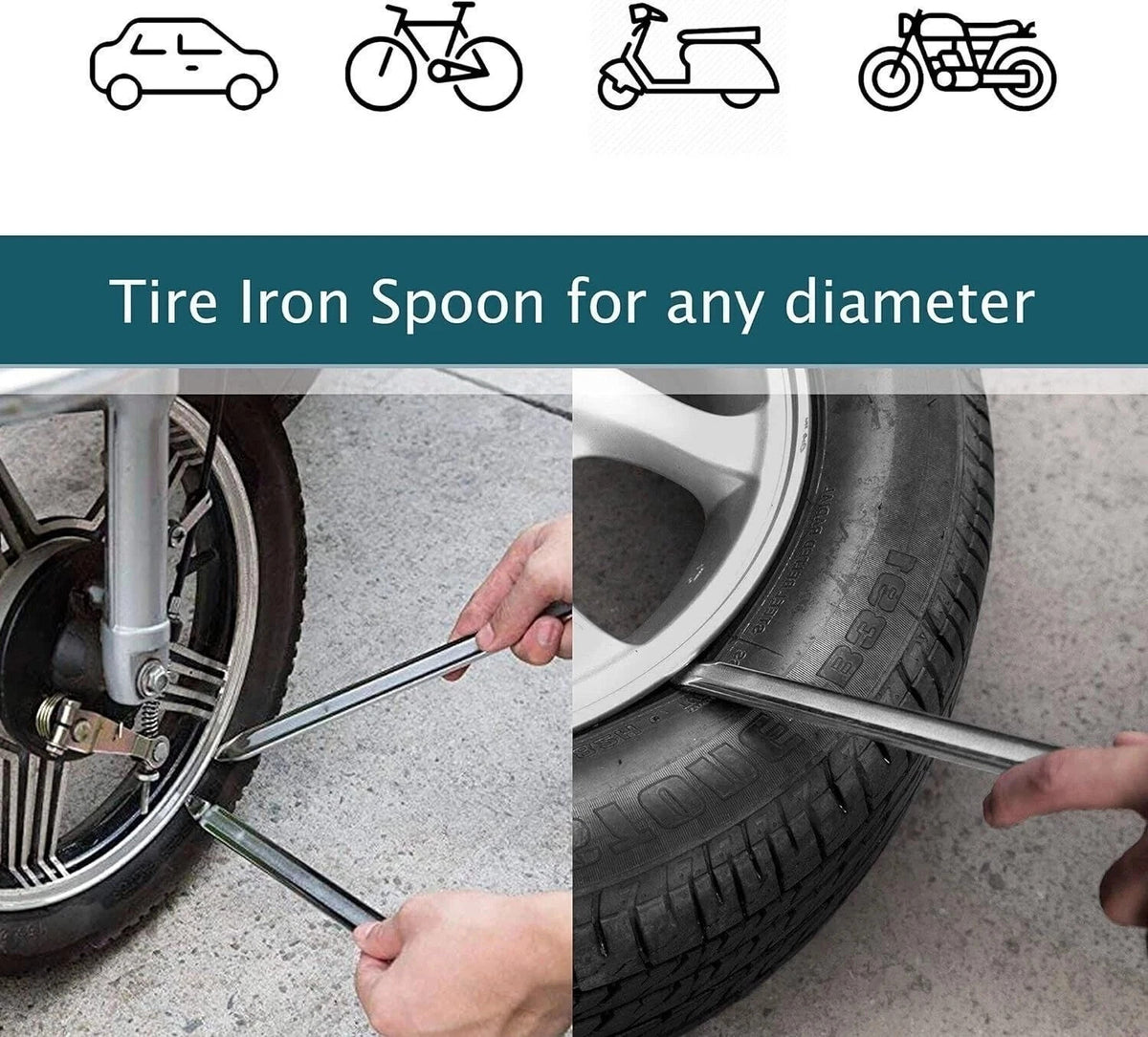 Motorcycle Tire Spoon Kit with Rim Protector - Durable Iron Levers for Easy Tire Change