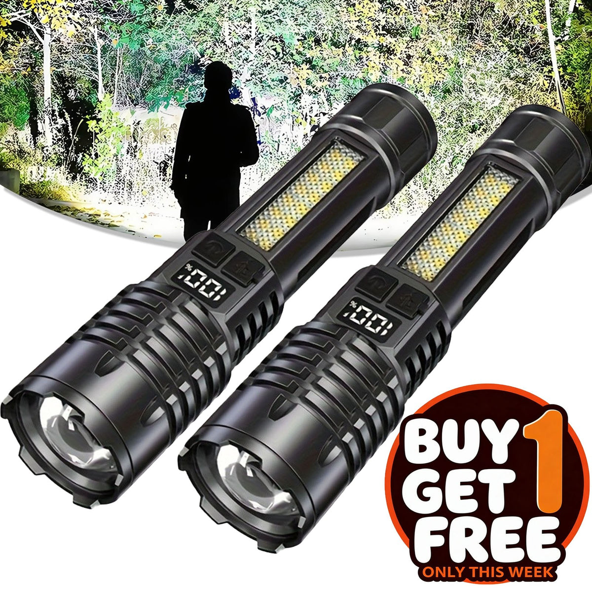 Rechargeable LED Tactical Flashlight with Zoom Focus & 5 Modes