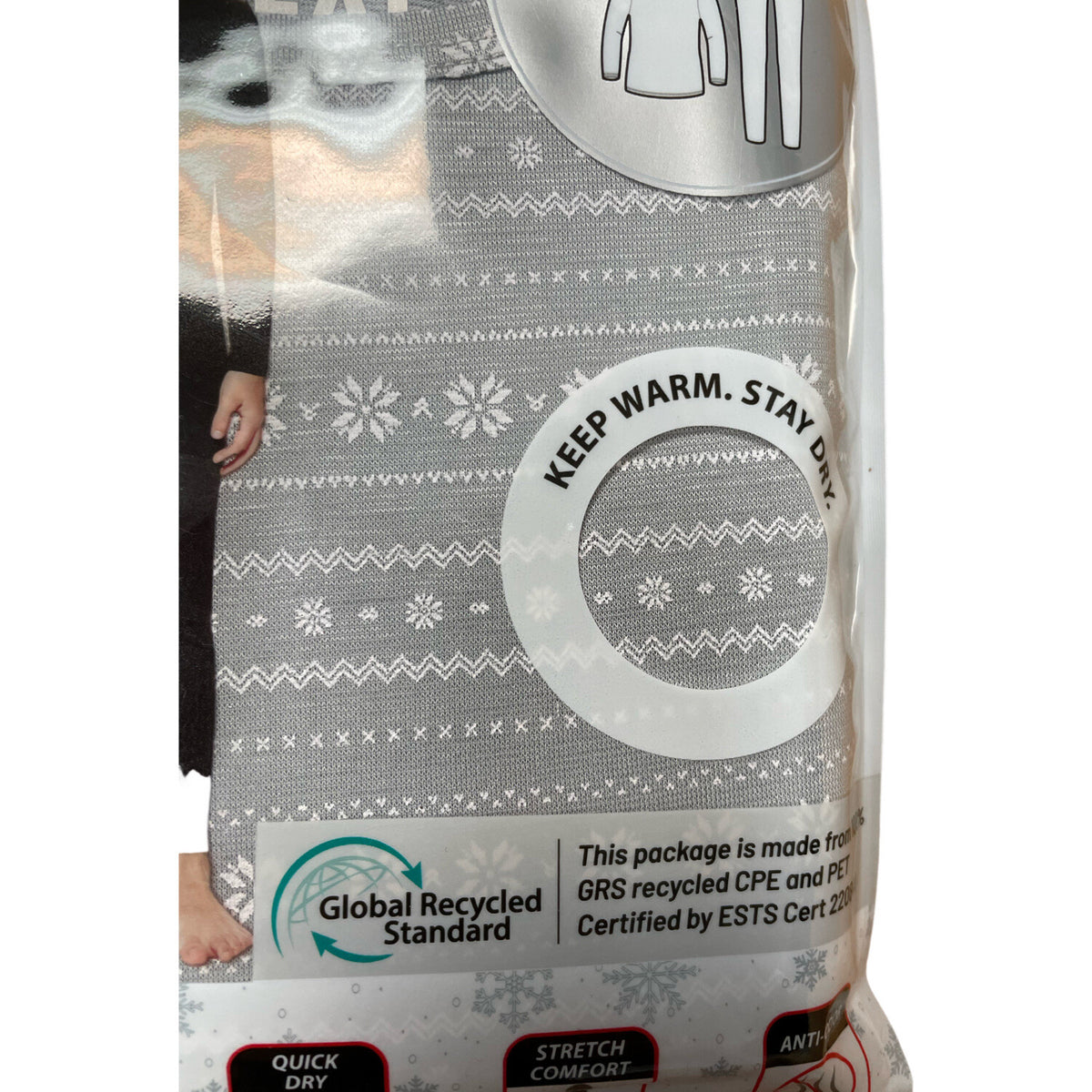 Kids Heat Set Base Layer Leggings and Long Sleeve Shirt - Snowflake Grey