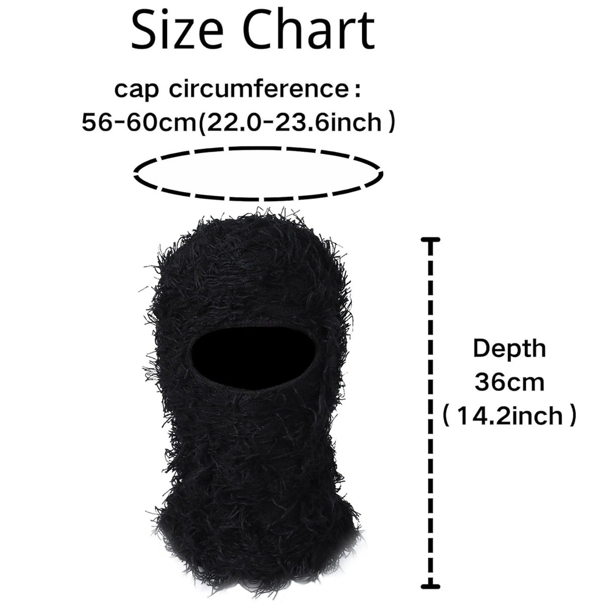 Distressed Knit Ski Face Mask - Windproof Winter Balaclava for Men Women
