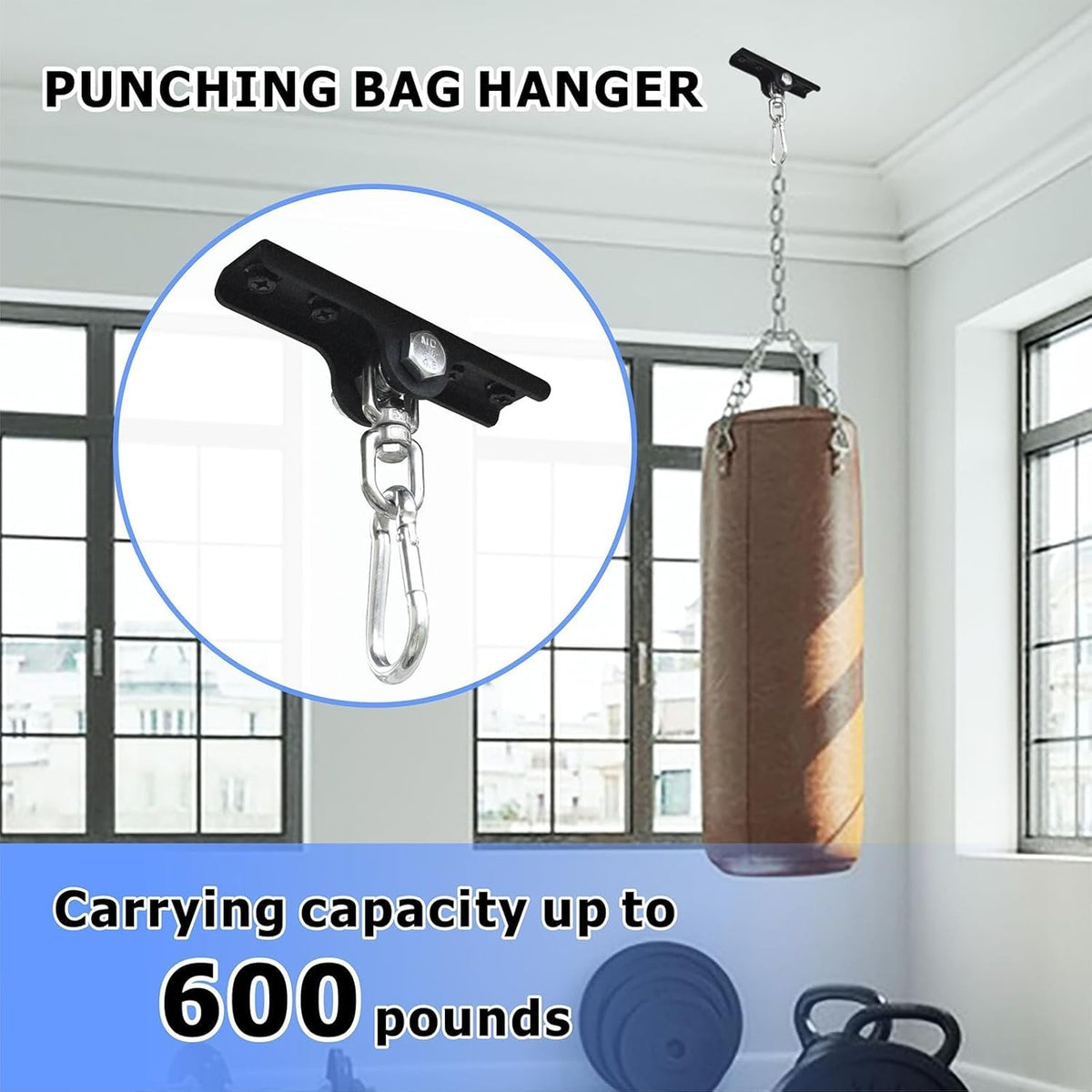 Heavy Bag Ceiling Mount Hanger for Boxing & Martial Arts - Matte Black