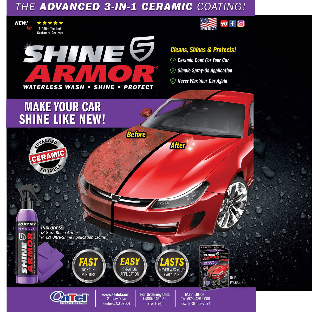 Car & Vehicle Surface Protection Wax - Nano Ceramic Coating, 3-in-1 Spray