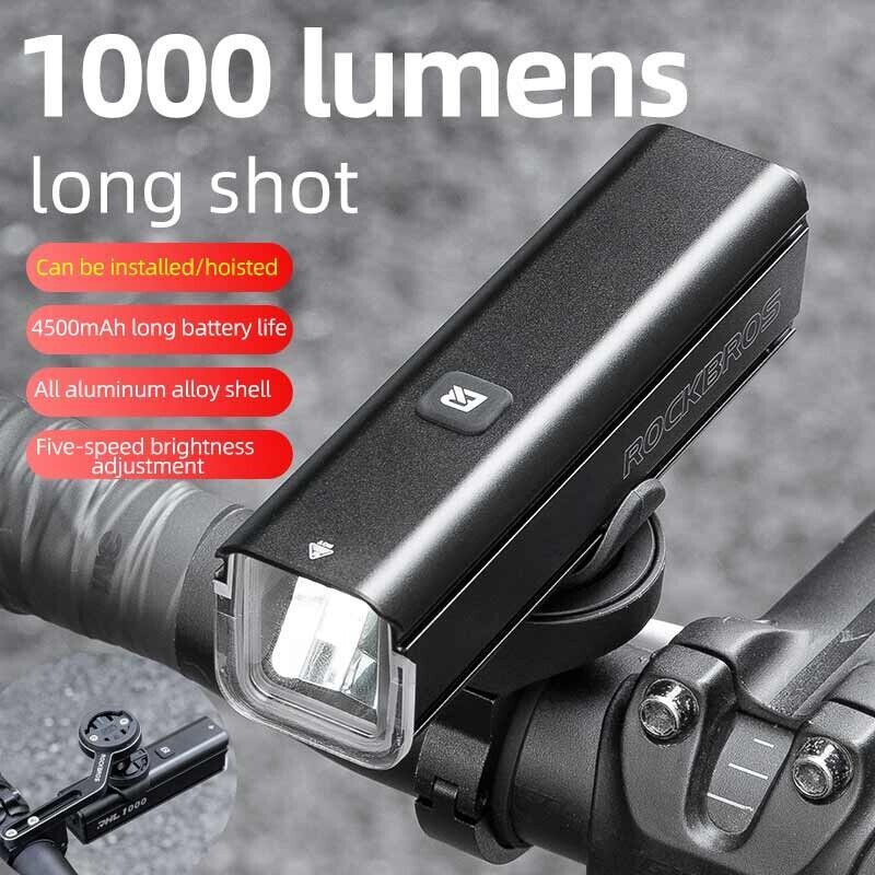 1000LM USB Rechargeable LED Bike Headlight Rainproof Cycling Light