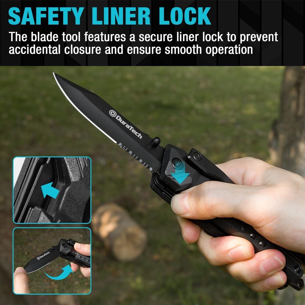 20-in-1 Multitool Pocket Knife with Locking Blade, Saw, Screwdriver, Fire Starter