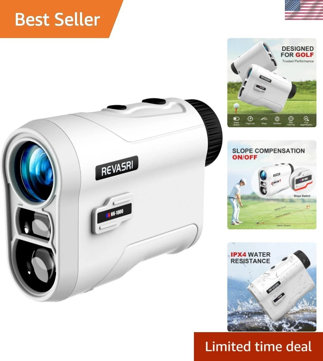 Golf Rangefinder 1000 Yards with Slope, Vibration, Rechargeable Battery