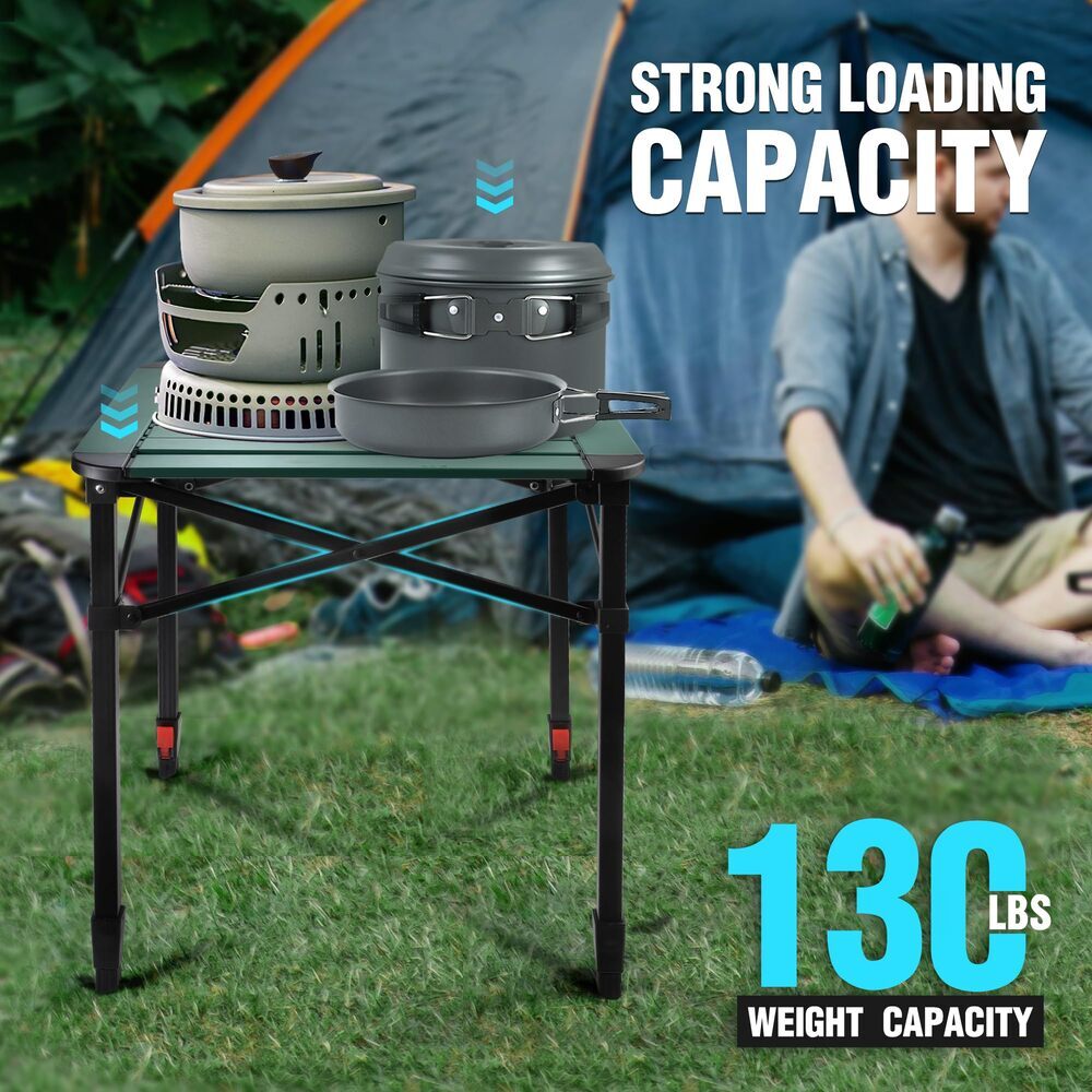 Portable Folding Camping Table with Adjustable Height and Carry Bag