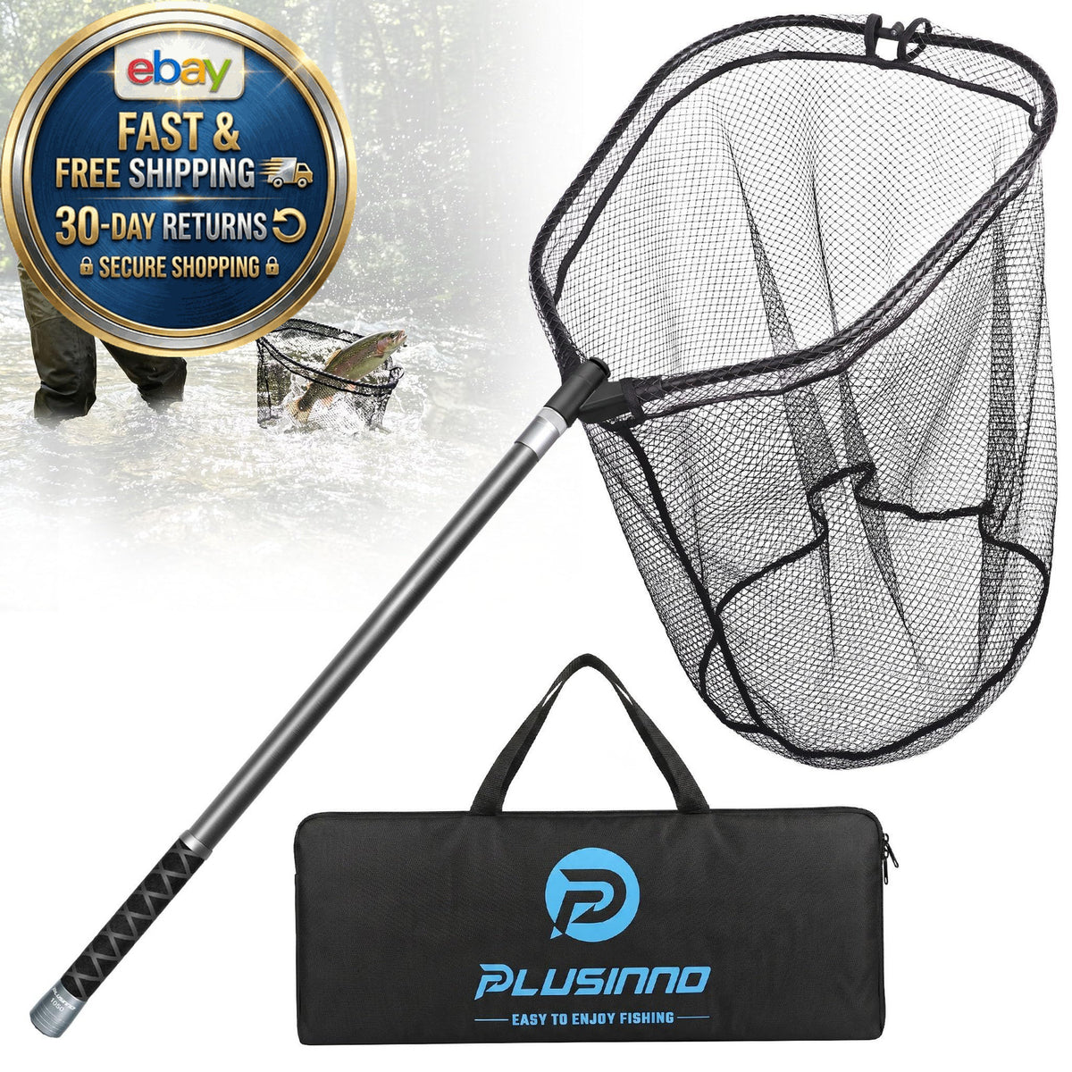 Heavy Duty Telescoping Fishing Net with Carbon Fiber Handle 3.4-7.7FT