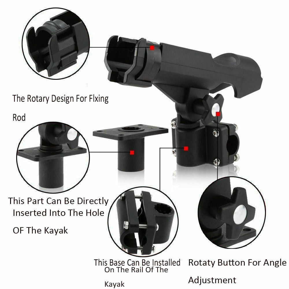 Adjustable Boat Fishing Rod Holder Set - 4 Pack for Kayaks & Boats