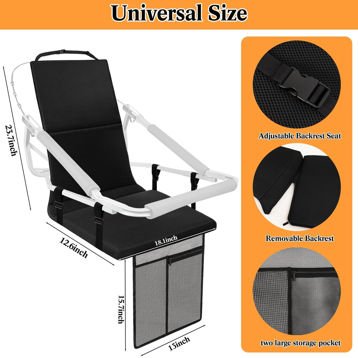 Hunting Tree Stand Seat Replacement with Adjustable Backrest and Storage Pockets