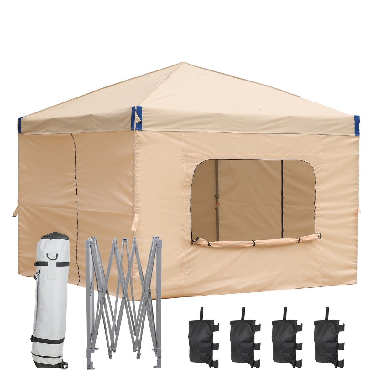 Portable Pop Up Canopy Tent with Sidewalls - 10x10 or 12x12 ft Shade Shelter with Stakes & Bag