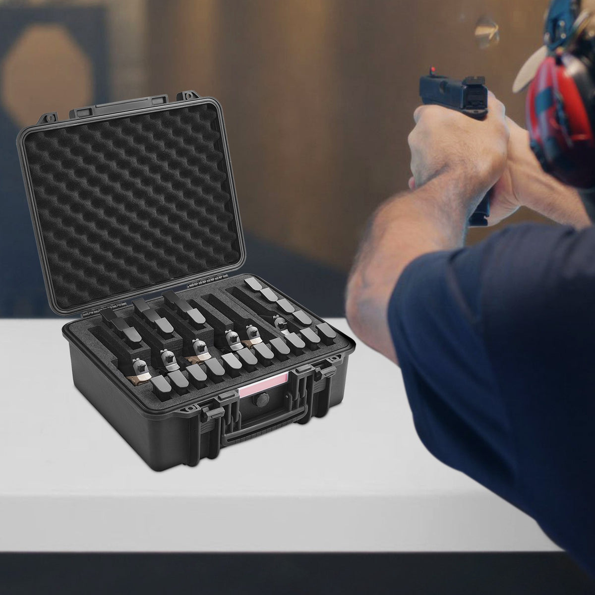 Hard Pistol Case for 6 Pistols Waterproof Lockable Gun Storage Case