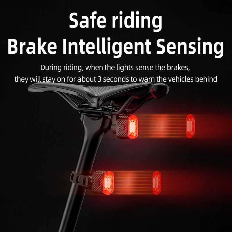 Rear Bike Light with Smart Brake Alert & Flashing Tail Light for Cycling