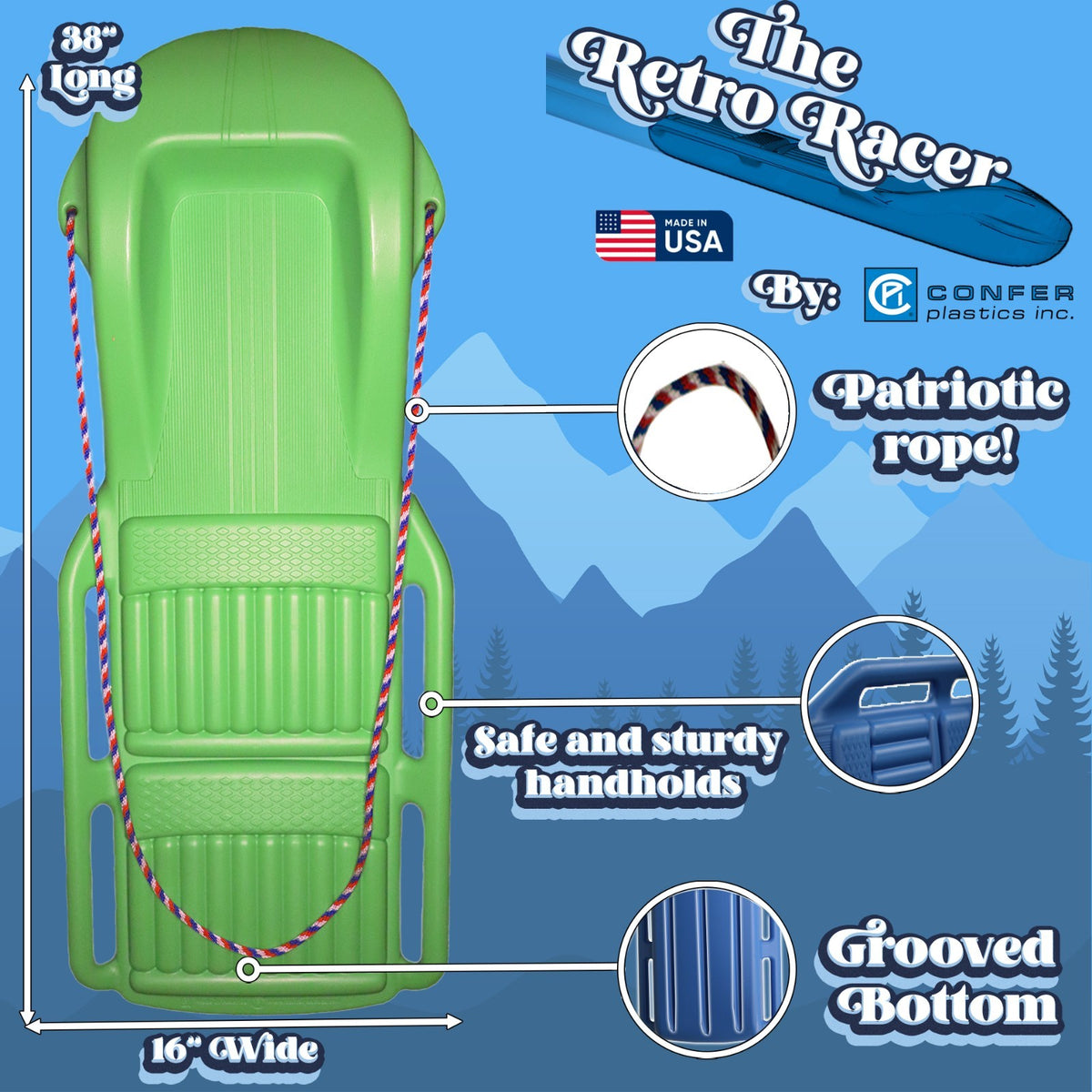 Retro Snow Sled for Winter Recreation Durable Outdoor Toy