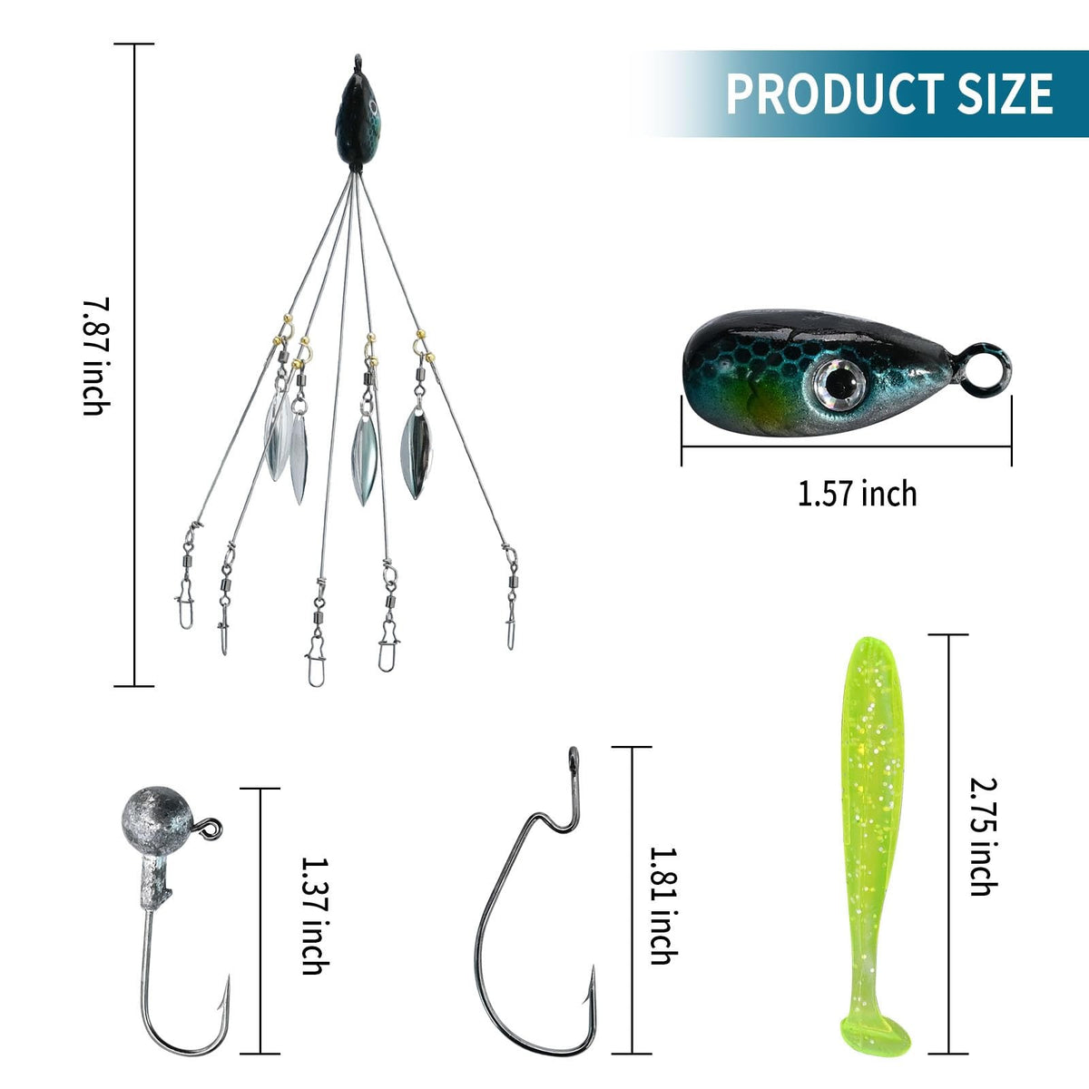 21-Piece Alabama Fishing Umbrella Rig Kit with Swimbaits & Lures