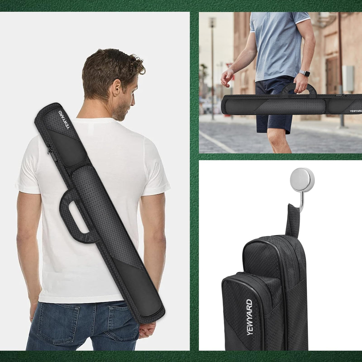 Pool Cue Case Bag with Multiple Pockets and Zipper