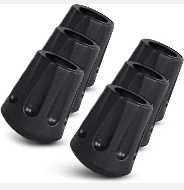 Walking Stick Tips Pack of 6 - Rubber Replacement Tips for Hiking Poles