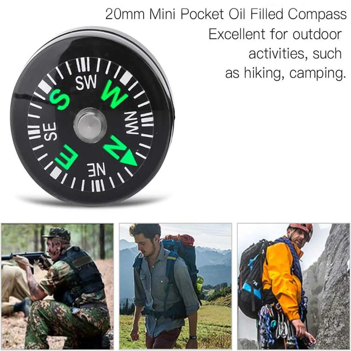 Portable Pocket Oil Filled Compass for Outdoor Hiking Camping Green