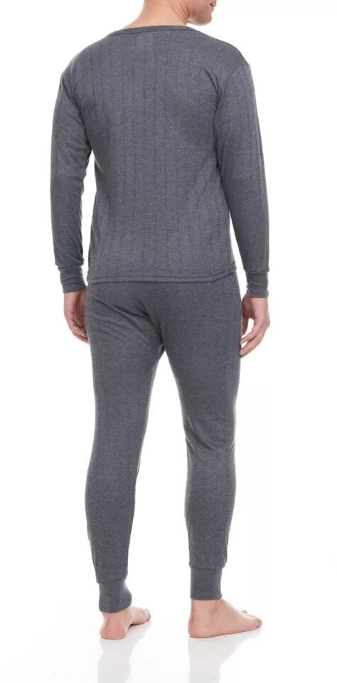 Men's Cotton Fleece-Lined Thermal Underwear Set - Winter Base Layers