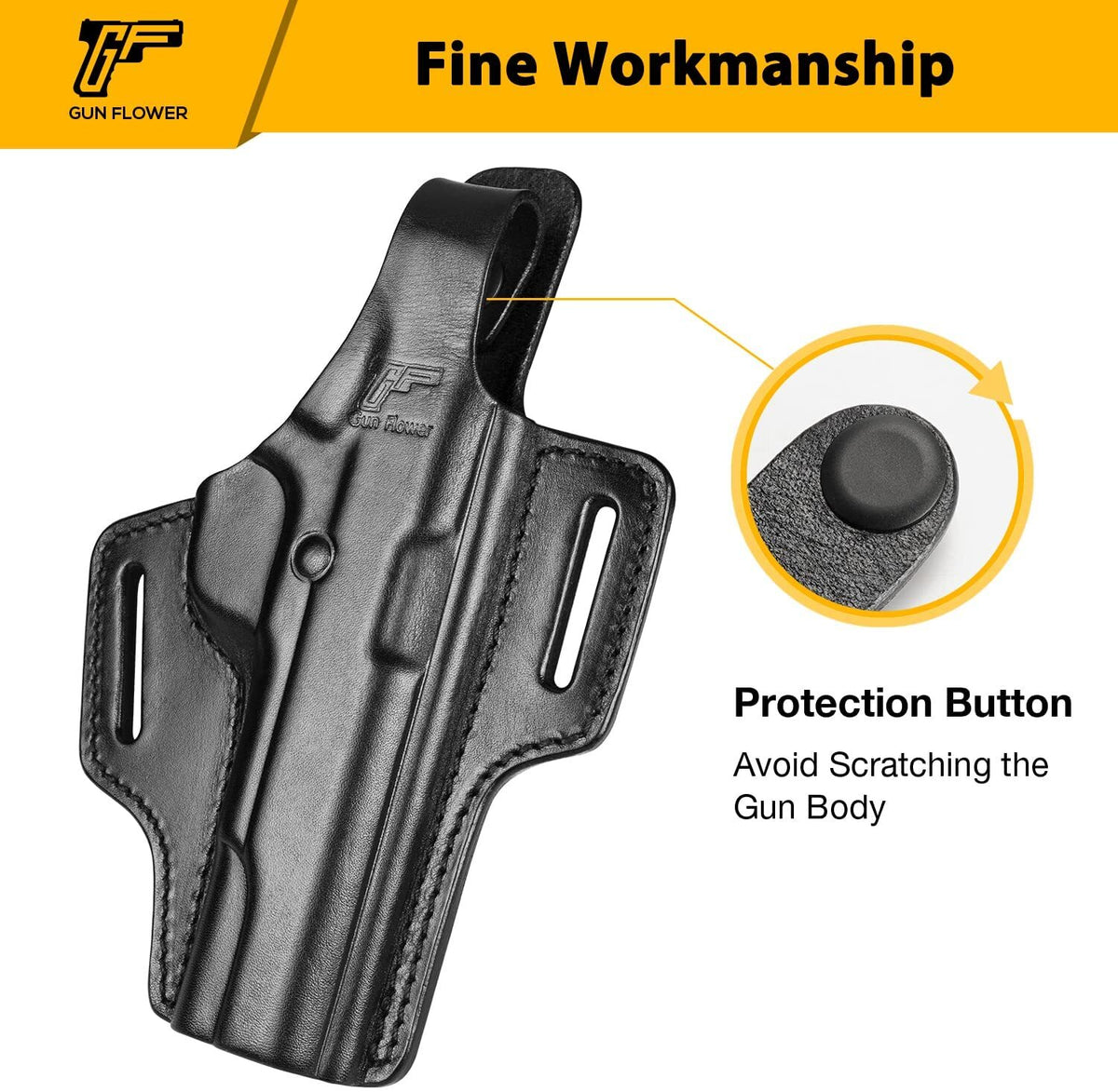 Full Grain Leather Holster for 1911 Pistol - Custom Fit for Colt Kimber Springfield