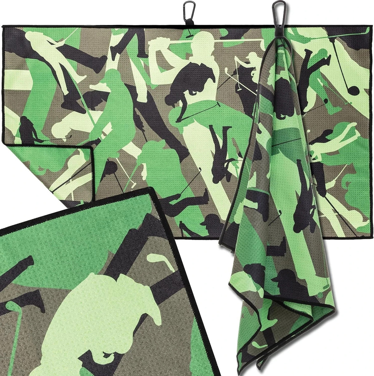 Golf Towel with Clip - Microfiber 34x20 Inch Camouflage Golf Towels