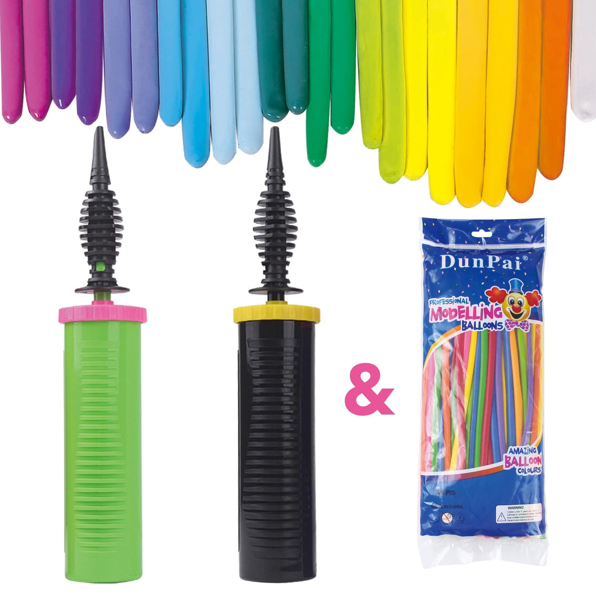 Balloon Pump Kit with 100 Assorted 260 Balloons for Party Decoration