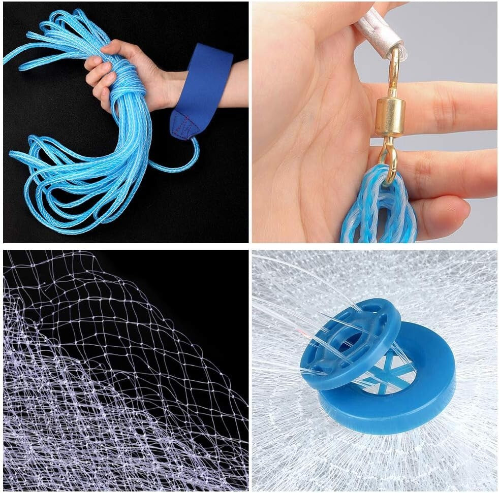 Nylon Fishing Cast Net for Bait & Shrimp - Multiple Sizes