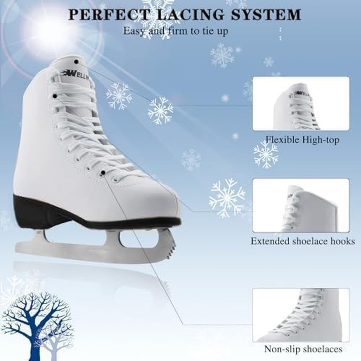 Unisex Figure Ice Skates for Women and Men, Recreational Skating Shoes with Stainless Steel Blades