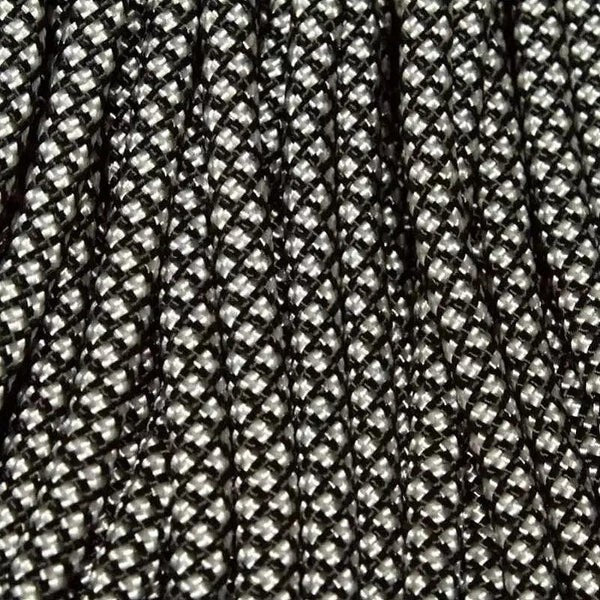 550 Paracord Black with Silver Gray Diamonds 100 FT Nylon - USA Made