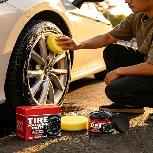 Car Tire Shine with Sponge - Glossy Tire Coating & Protection Paste