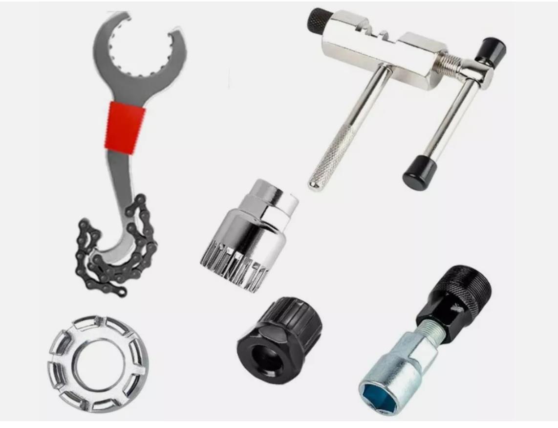 Bike Repair Tool Kit with Chain Breaker & Crank Extractor - 6 Pieces