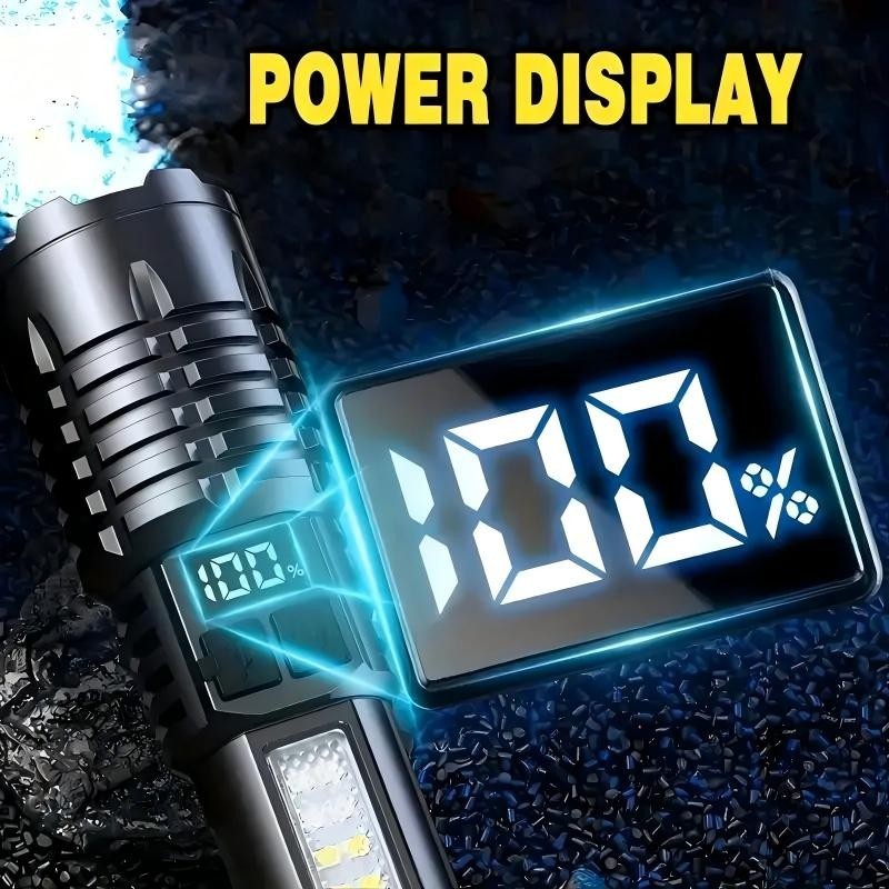 High-Brightness Rechargeable LED Tactical Flashlight with Zoom, 5 Modes, Type-C Fast Charge