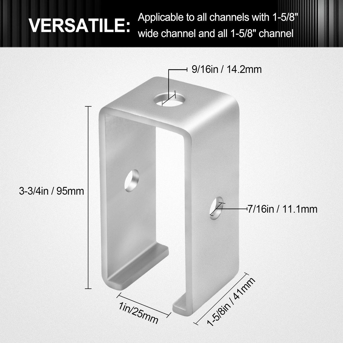 Heavy-Duty Steel Trolley Track Hanger for 1-5/8 Inch Support Channel - 4 Pack