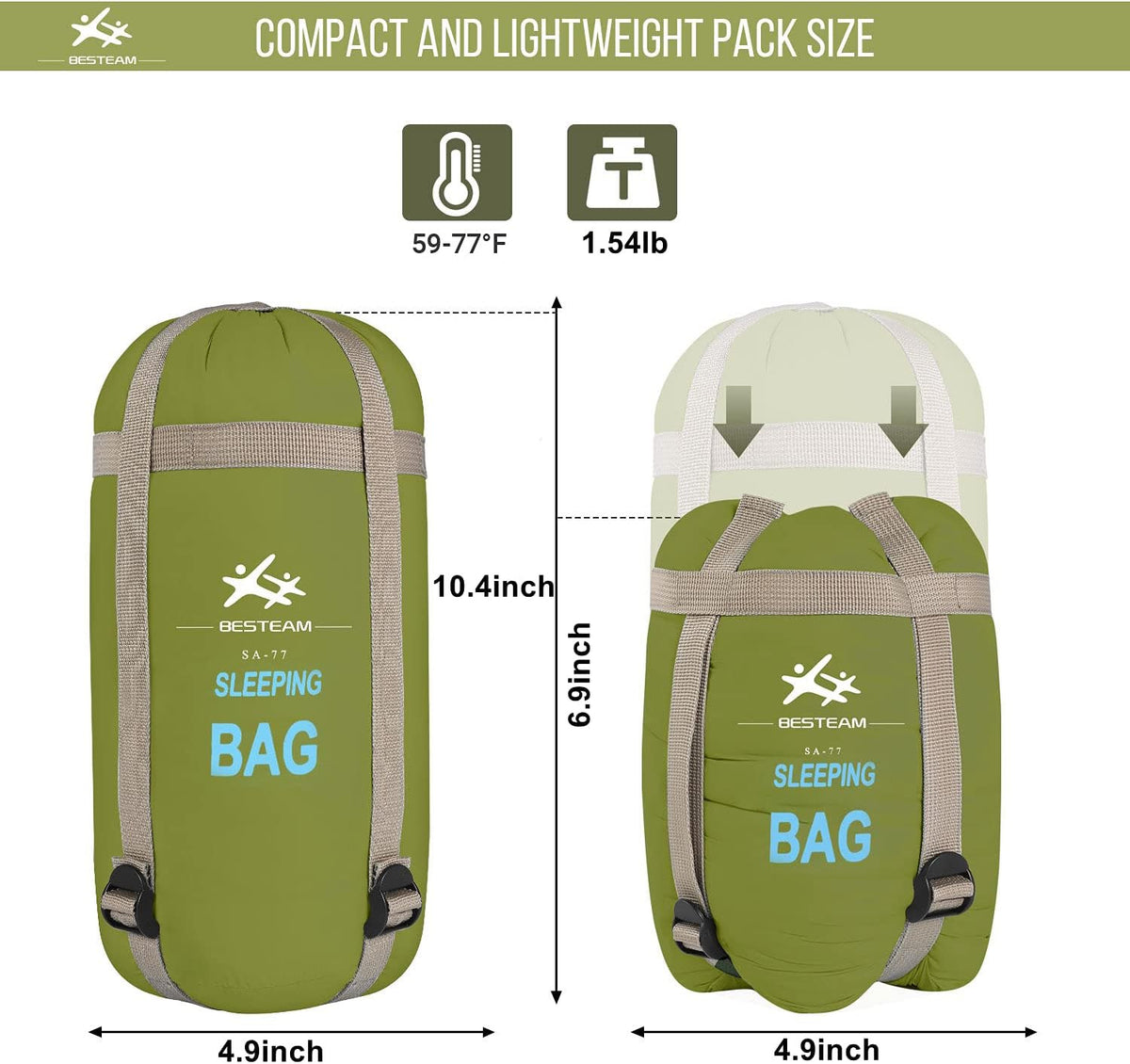 Compact Waterproof Sleeping Bag for Camping & Hiking, All Seasons