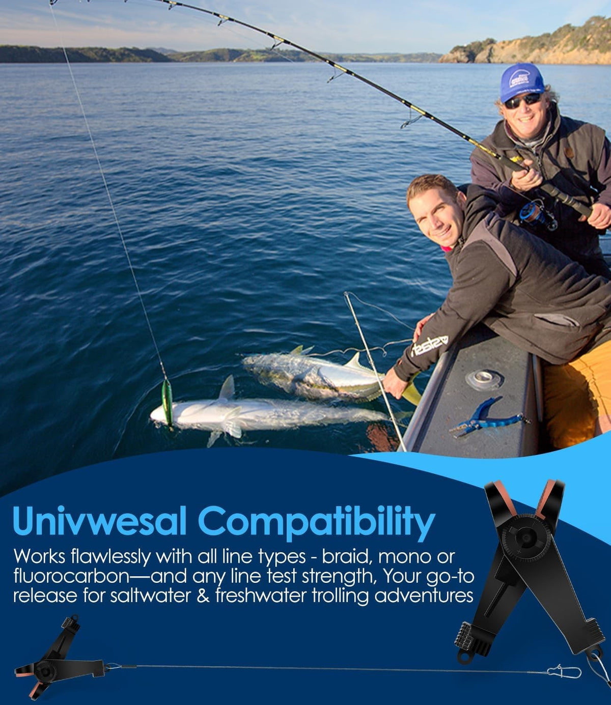 Universal Line Release for Fishing Downriggers - Adjustable Tension 2-22 lbs - 2 Pack