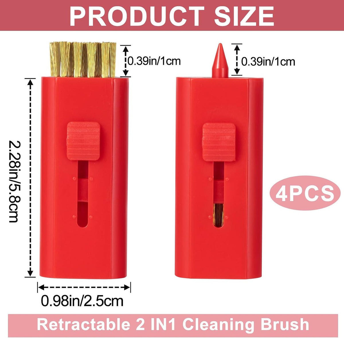Retractable Golf Club Cleaner Brush Set - Portable Double-Sided, Brass & Spike