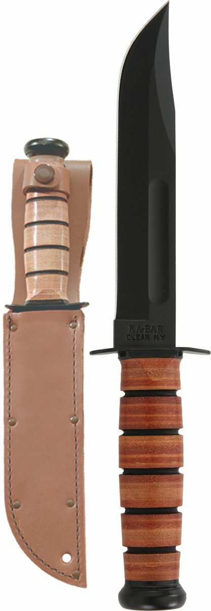 7-Inch Fixed Blade Survival Knife with Leather Handle & Sheath