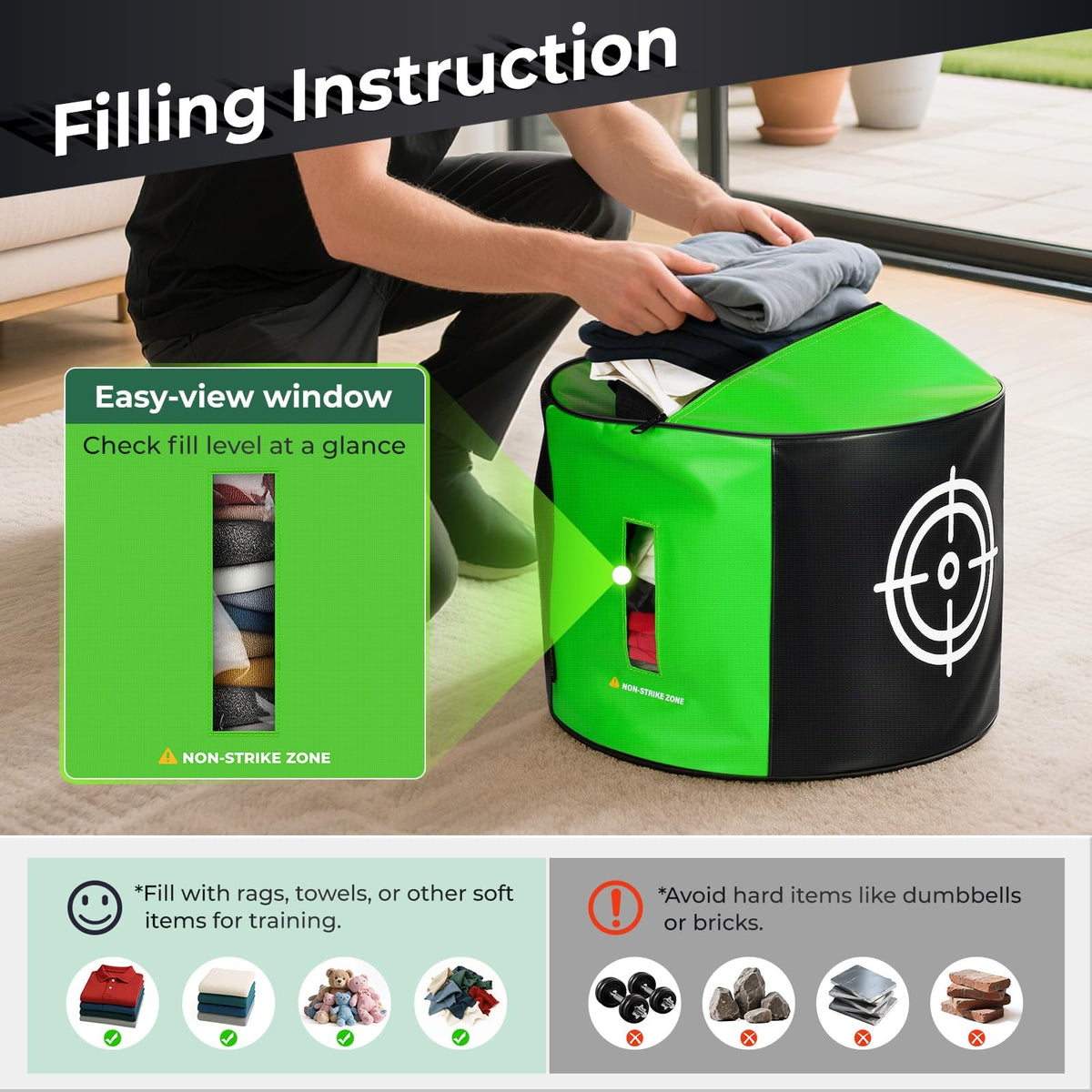 Golf Impact Bag for Practice Durable Swing Training Aid with Target