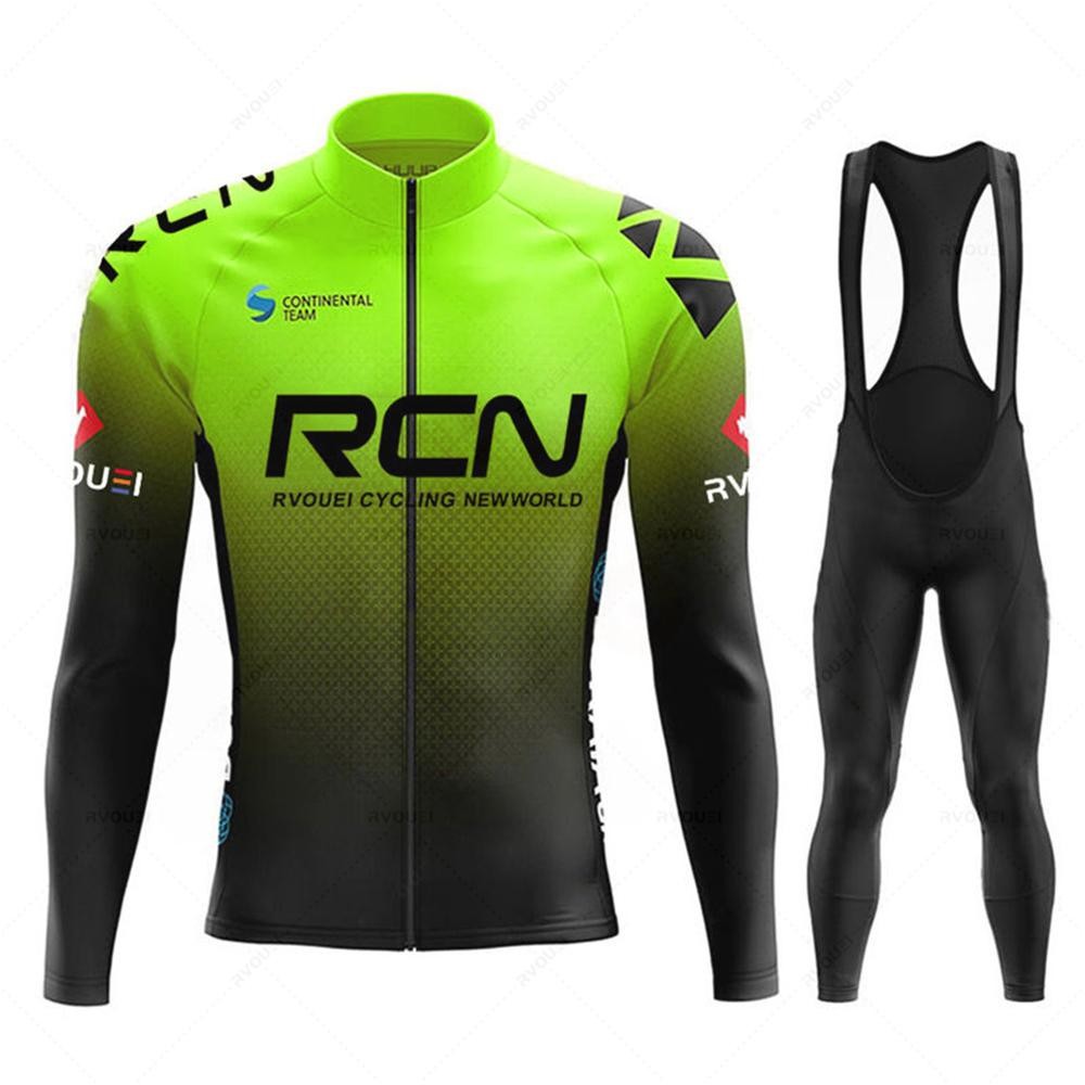 Unisex Cycling Jersey Set with Long Bib Pants for MTB Road Bike