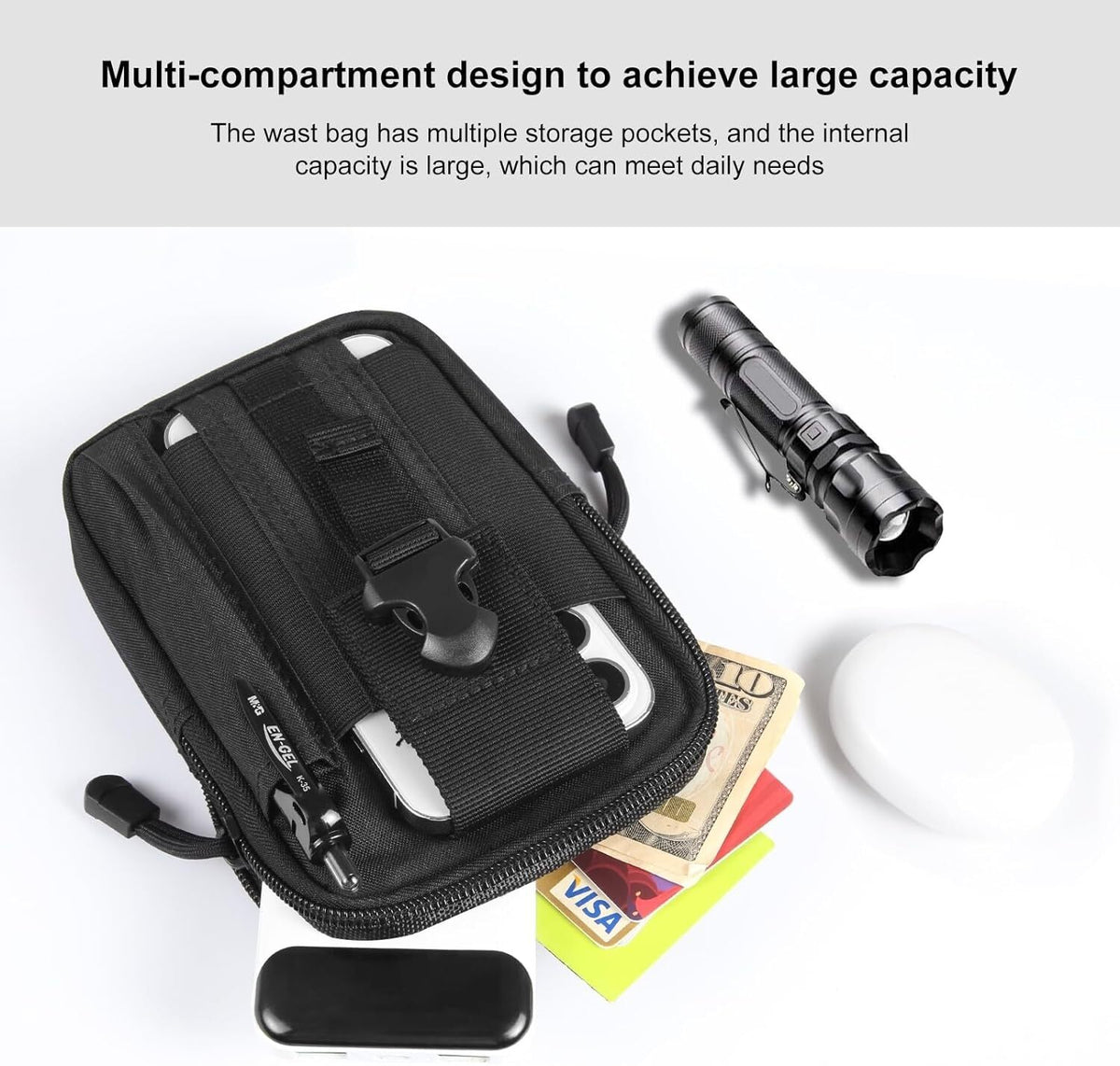 Tactical Molle Pouch Waist Bag with Phone Holder and Belt Clip