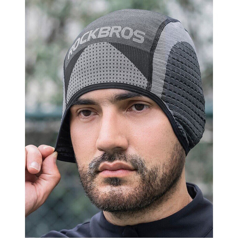 Winter Cycling Skull Cap with Ear Cover Thermal Fleece Helmet Liner Men Women