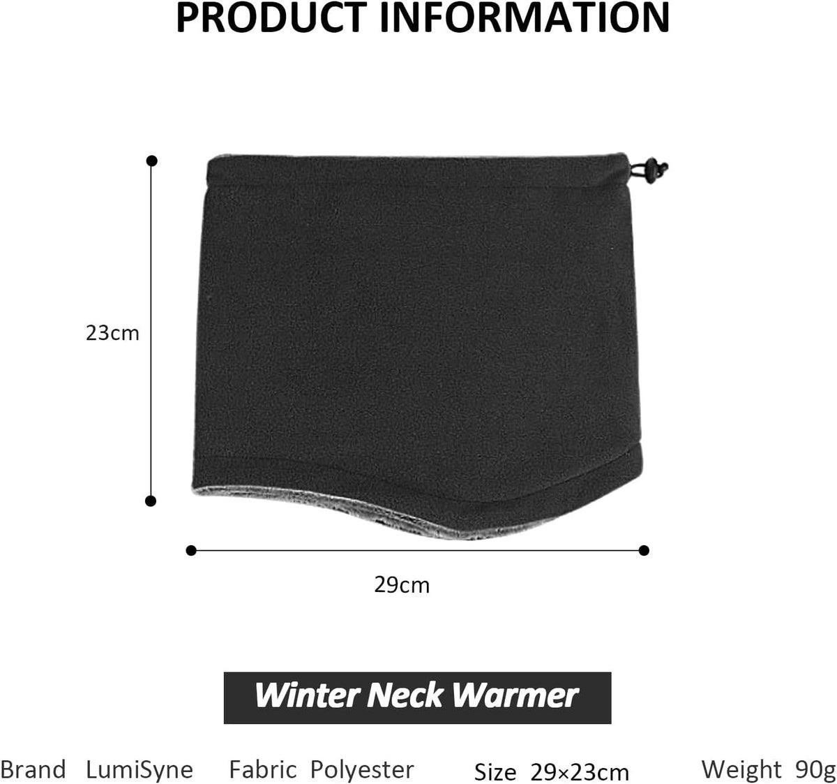 Winter Neck Warmer Mask with Fleece Lining Adjustable Gaiter Thick Scarf