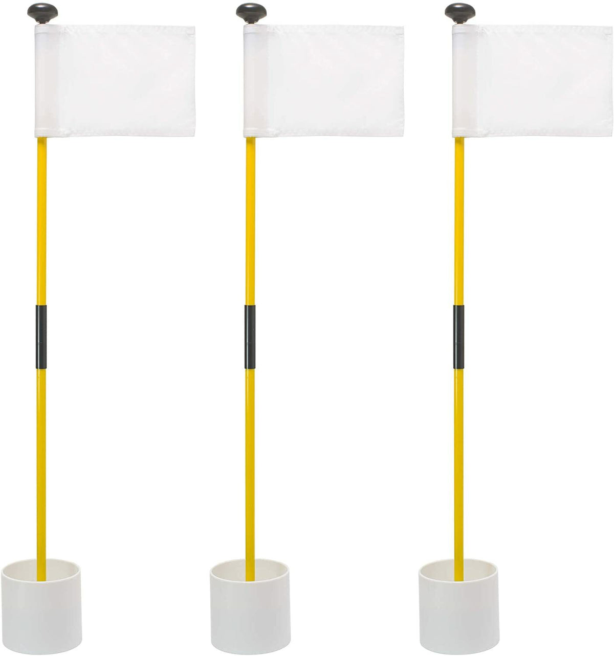 Golf Flagstick Set of 3 with Flags and Cups for Backyard or Course Use