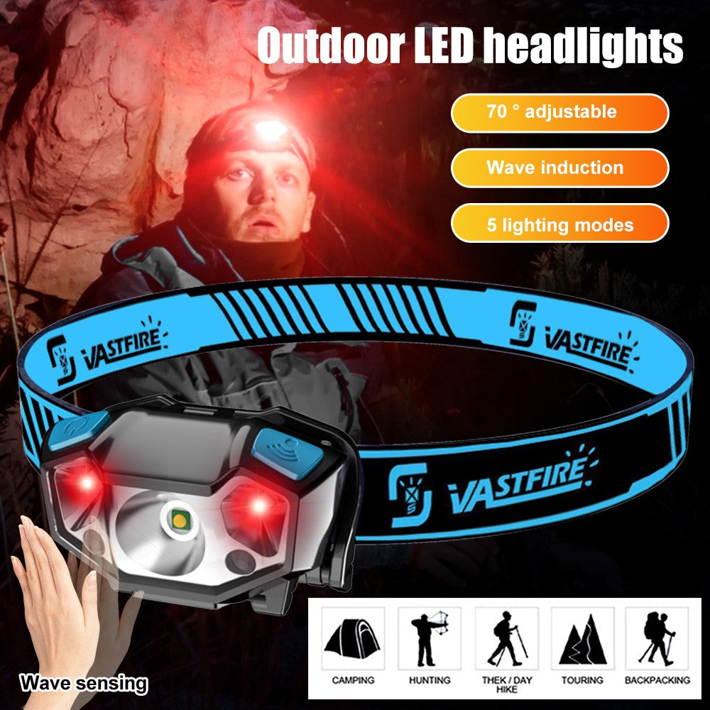 Rechargeable LED Headlamp with Motion Sensor — Ultralight Bright Head Torch for Outdoor & Work