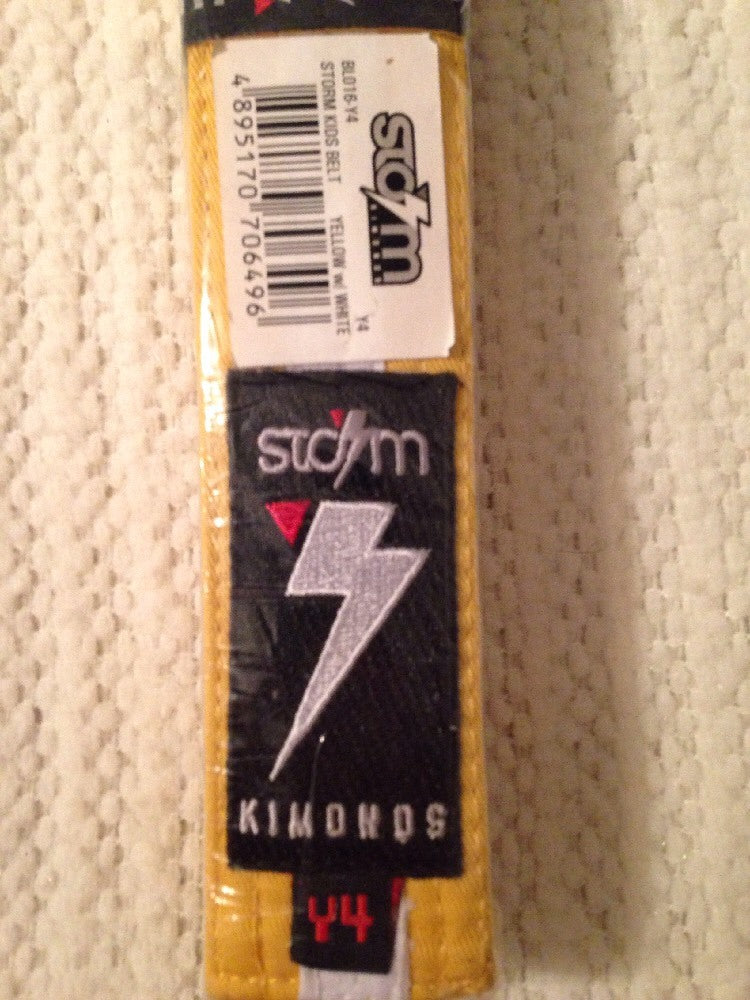 Kids Belt Yellow White Y4 - Storm Kimonons Children's Waist Accessory