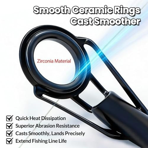 Fishing Rod Repair Ceramic Guide Ring Kit - 14 Sizes Stainless Steel & Black Ceramic Guides