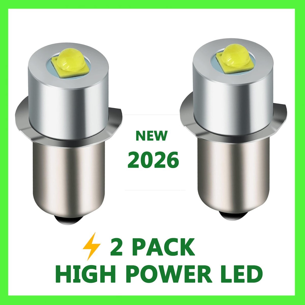 LED Flashlight Bulb 380 Lumens 2 Pack Compatible with Maglite 3-6 Cell