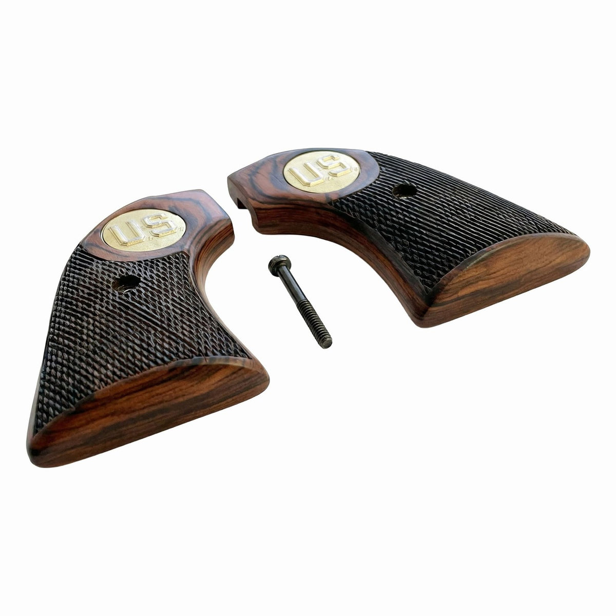 Heritage Rough Rider Checkered Rosewood Gold US Grips for .22 LR Revolvers