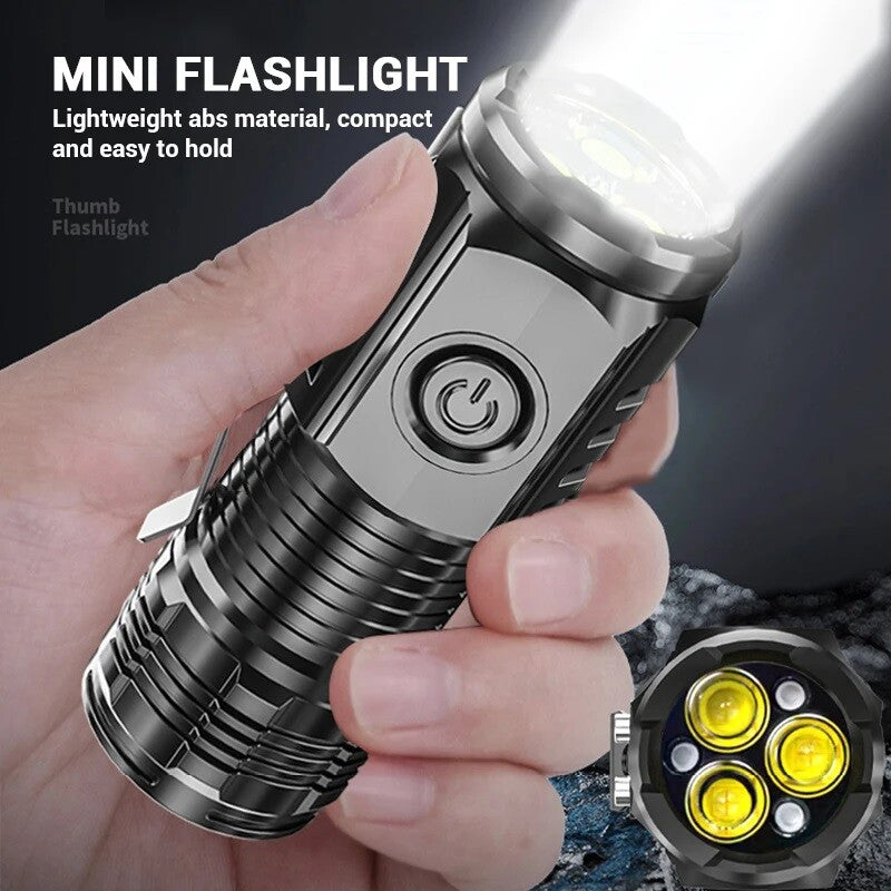 Mini LED Tactical Flashlight USB Rechargeable Handheld Work Light