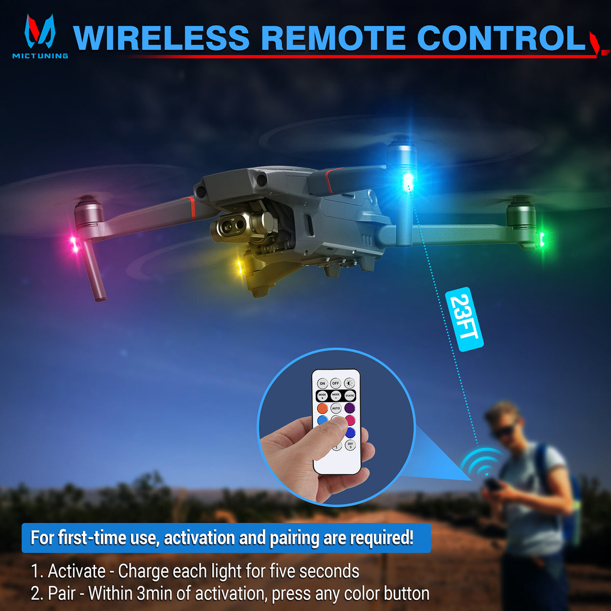 Wireless LED Strobe Lights 12PCS Rechargeable Waterproof Car Motorcycle Drone Lighting